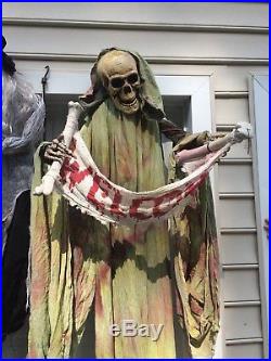 11pc Large Lot Halloween Haunted House Props Skeleton Witch Zombie Grave ETC