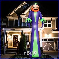 12' Halloween Inflatable Scary Pumpkin Head Airblown LED Lighted Yard Decoration