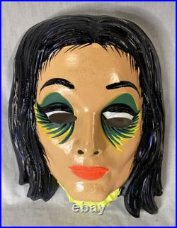 1964 MORTICIA ADDAMS FAMILY Halloween Mask NEAR MINT OLD STORE STOCK BEN COOPER