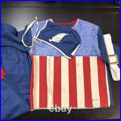 1966 Ben Cooper CAPTAIN AMERICA Halloween Body Suit Hat Belt Shirt Pants