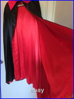 1970s Vintage Magicians Cape Heavy Black/Red Satin Dracula Style Professional