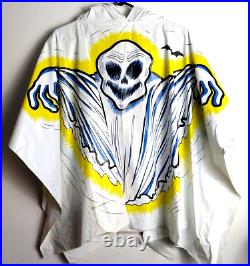 1977 Ben Cooper Ghost Halloween Ghoul Costume-White Vinyl Parka, Hood, Boys M/L