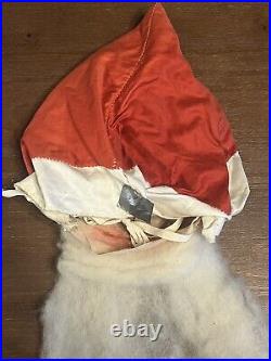 2 Early 1900's Antique Handmade Painted Cloth SANTA CLAUS Christmas Mask & Hat