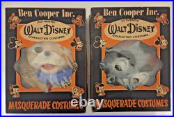 2x Scarce Vtg 1955 Ben Cooper Disney Lady and Tramp Costumes withGAUZE MASKS