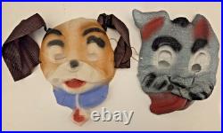 2x Scarce Vtg 1955 Ben Cooper Disney Lady and Tramp Costumes withGAUZE MASKS