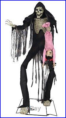 7 FT Animated TOWERING BOOGEYMAN WITH KID Halloween Prop HAUNTED HOUSE