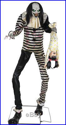 7 FT SWEET DREAMS CLOWN with CHILD ANIMATED HALLOWEEN PROP / In Stock
