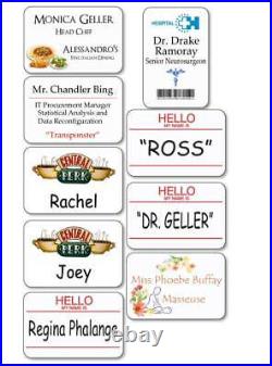 9 Pc. Friends Tv Show Name Badges Tags Props Halloween Costume Cosplay Pin Backs