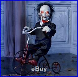 ANIMATED BILLY THE PUPPET FROM SAW ON TRICYCLE Halloween Prop IN STOCK