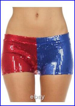 Adult Sequin Harley Quinn Shorts Suicide Squad (sh) Size Medium O3