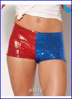 Adult Sequin Harley Quinn Shorts Suicide Squad (sh) Size Medium O3