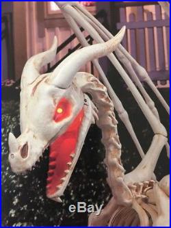 Animated Dragon Skeleton Halloween Prop Display 80 6.6 Ft Long Illuminates Eyes