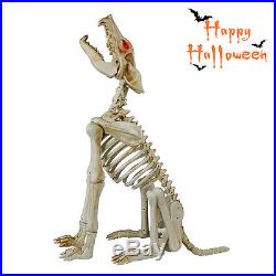 Animated Howling Skeleton Wolf with LED Eyes Halloween Prop Decoration Real Sound