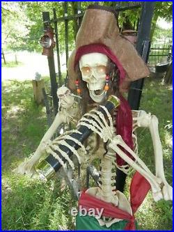 Animated Life Size Captain Jack Morgan Skeleton Pirate Talking Halloween Prop