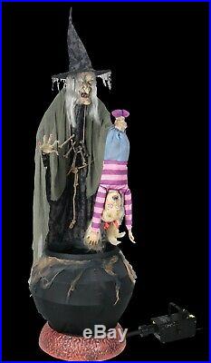 Animated Life Size Stew Brew Witch 6' With Kid with Fogger Lifesize Halloween Prop