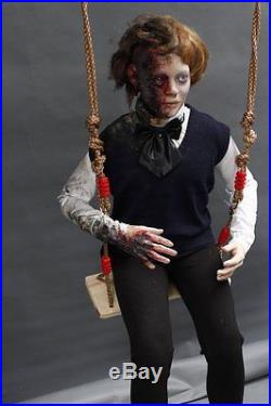 Animated Spooky Child on Swing Haunted House Halloween Horror Prop