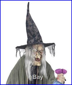Animated Stew Brewing Witch With Kid Halloween Prop