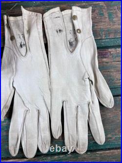 Antique Glove Box + 5 Pairs of Vintage Leather & Fabric Gloves (France)