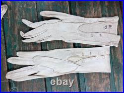 Antique Glove Box + 5 Pairs of Vintage Leather & Fabric Gloves (France)