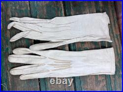 Antique Glove Box + 5 Pairs of Vintage Leather & Fabric Gloves (France)
