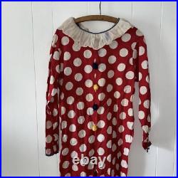 Antique Vintage 1930s Handmade Clown Suit/Pierrot Costume Cotton Pom Poms