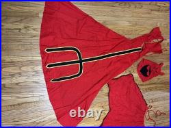 Antique Vtg 1950s 60s Halloween Red Devil Satan Horns Mask Cape Adult Costume