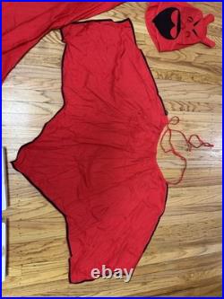 Antique Vtg 1950s 60s Halloween Red Devil Satan Horns Mask Cape Adult Costume