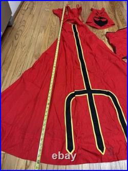 Antique Vtg 1950s 60s Halloween Red Devil Satan Horns Mask Cape Adult Costume