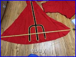 Antique Vtg 1950s 60s Halloween Red Devil Satan Horns Mask Cape Adult Costume