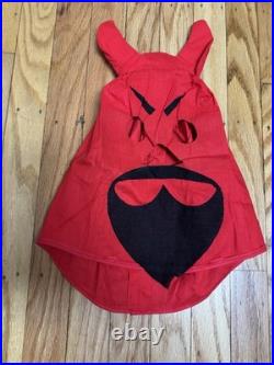Antique Vtg 1950s 60s Halloween Red Devil Satan Horns Mask Cape Adult Costume