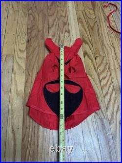 Antique Vtg 1950s 60s Halloween Red Devil Satan Horns Mask Cape Adult Costume