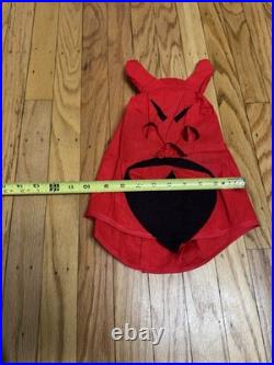 Antique Vtg 1950s 60s Halloween Red Devil Satan Horns Mask Cape Adult Costume