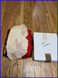 Antique Vtg 1950s 60s Halloween Red Devil Satan Horns Mask Cape Adult Costume