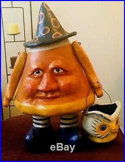 Bethany Lowe CANDY CORN CHARLIE Large Paper Mache Halloween Figure 21 Owl Witch