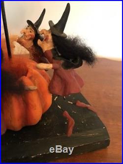 Bethany Lowe Ready Teddy Go Witches Dancing Around The Moon-retiredRare
