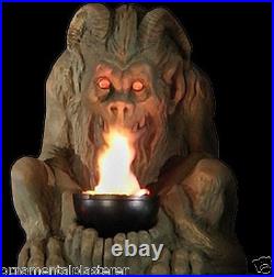 Bronze Gargoyle With Flame Gothic Lighting Statue Decoration & Halloween Prop
