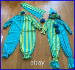 COUPLES Vintage 1970s Handmade Clown Costume Suit Hat & Ruffle One of a Kind