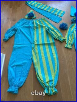 COUPLES Vintage 1970s Handmade Clown Costume Suit Hat & Ruffle One of a Kind