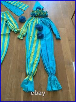 COUPLES Vintage 1970s Handmade Clown Costume Suit Hat & Ruffle One of a Kind