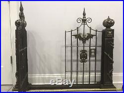 Cast Iron Metal Cemetary Graveyard Gate Halloween Decoration Prop 36x46 Heavy