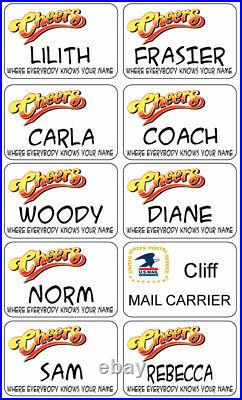 Cheers Cast Name Badges Qty 10 Halloween Costume Magnet Backs Cosplay Props