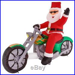 Christmas Masters 6ft Inflatable Santa Claus Riding a Motorcycle Yard Decoration