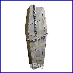 Creepy Animated Coffin Wrapped In Chains Halloween Decoration Shaking Prop