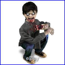 Crouching Zombie Boy Limb Eater Animated Prop, HORROR DECORATION