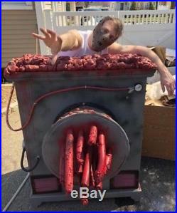 Custom made human meat grinder scary halloween prop for yard haunt