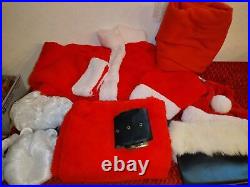 Deluxe Complete Thick Furry Santa Suit Outfit Costume / Bag / Beard Wig XL