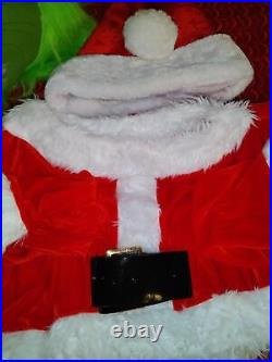 Deluxe Furry Grinch Christmas Costume Adult XL Fuzzy Halloween Outfit Santa