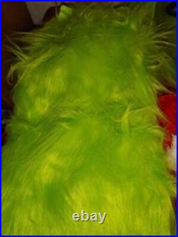 Deluxe Furry Grinch Christmas Costume Adult XL Fuzzy Halloween Outfit Santa