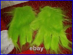 Deluxe Furry Grinch Christmas Costume Adult XL Fuzzy Halloween Outfit Santa