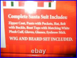 Deluxe Plush Complete Santa Suit Christmas Costume XL 10 Piece New Halco